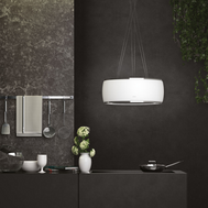 Белая островная вытяжка FALMEC SOFFIO IS.58 WHITE SATIN GLASS