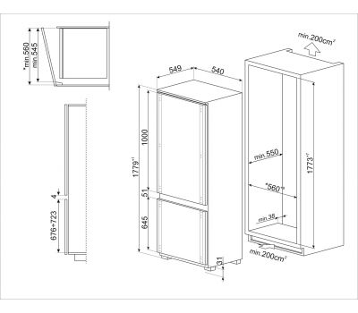 Холодильник встраиваемый Smeg C9174TN5D