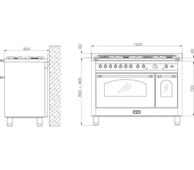 Плита газовая Lofra PNMD126GV+E/2Cì