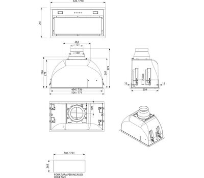 Вытяжка встраиваемая Falmec BUILT-IN BURANO PLUS 70 BK, чёрная
