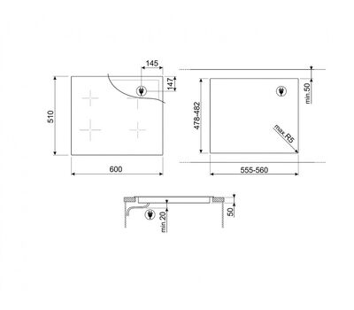 Индукционная варочная панель Smeg SI2M5643D1 60 см, прямой край, цвет чёрный