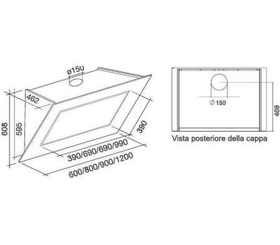 Вытяжка пристенная FALMEC QUASAR GLASS BLACK 120cm,  (вытяжка, пристенная, черное стекло)