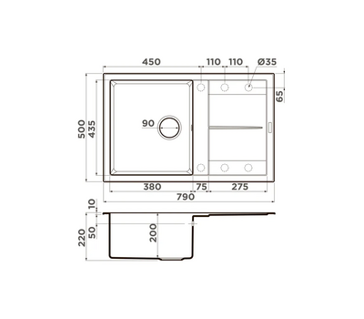 Мойка OMOIKIRI Sumi 79-BL Tetogranit/Черный