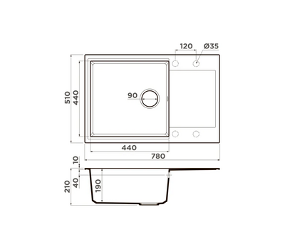 Мойка OMOIKIRI Daisen 78-LB-PA Artgranit/пастила