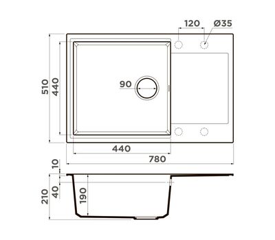 Мойка OMOIKIRI Daisen 78-LB-BL Artgranit/Черный