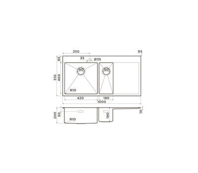 Мойка Omoikiri Akisame 100-2-LG