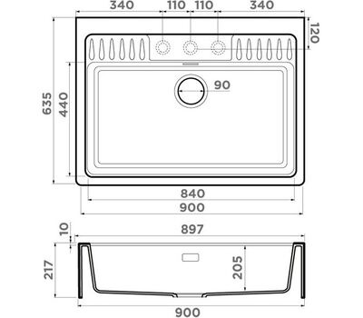 Мойка Omoikiri Kinokawa 90-GB Artceramic/графит