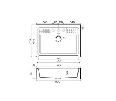 Мойка Omoikiri Kinokawa 90-GR Artceramic/leningrad grey