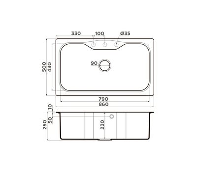 Мойка OMOIKIRI Maru 86-BE Tetogranit/ваниль