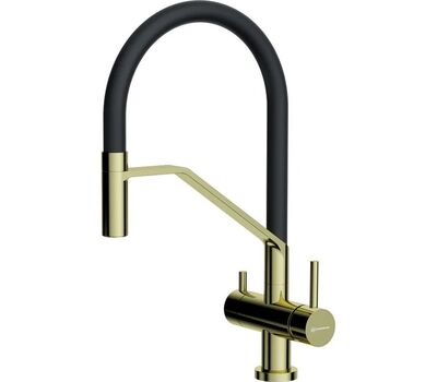 Смеситель OMOIKIRI Akeno-LG-BL латунь/светлое золото/черный					