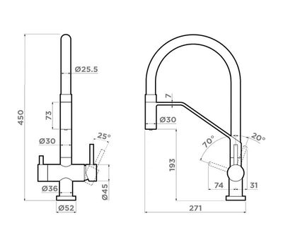 Смеситель OMOIKIRI Akeno-LG-BL латунь/светлое золото/черный					