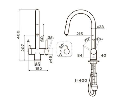 Смеситель OMOIKIRI Akita-S-BN латунь/нержавеющая сталь					