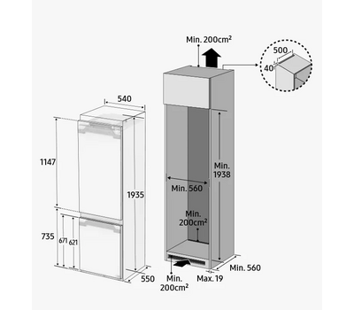 Встраиваемый холодильник Samsung BRB80F30BES0