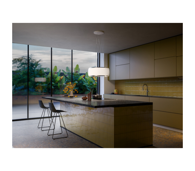 Белая островная вытяжка FALMEC SOFFIO IS.58 WHITE SATIN GLASS