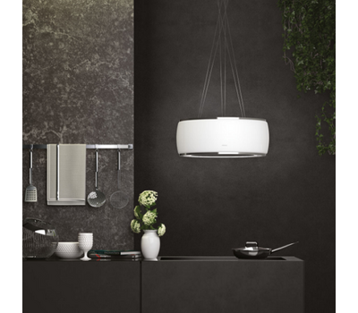 Белая островная вытяжка FALMEC SOFFIO IS.58 WHITE SATIN GLASS