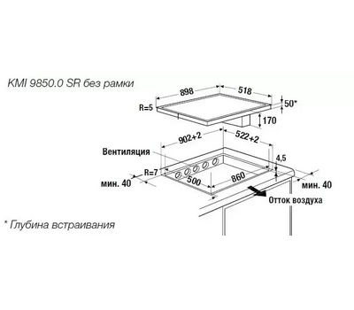 Индукционная варочная панель с вытяжкой Kuppersbusch KMI 9850.0 SR Silver Chrome